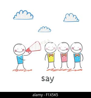 sagen. Lustige Cartoon-Stil-Abbildung. Die Situation des Lebens. Stock Vektor