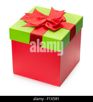 roten präsent Geschenk-Box auf dem weißen Hintergrund isoliert. Stockfoto