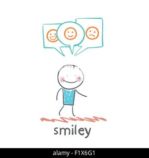 man denkt an smileys Stock Vektor
