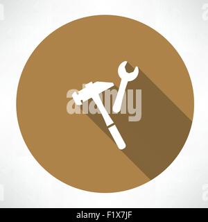 Schraubenschlüssel und Hammer. Flache Jugendstil-Vektor-illustration Stock Vektor