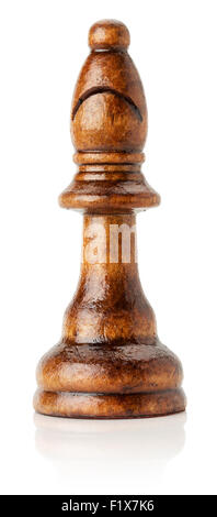 Bischof Schwarz Holz Schach auf dem weißen Hintergrund. Stockfoto