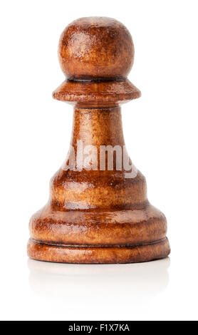 Schwarzes Holz Schach Schachfigur auf dem weißen Hintergrund. Stockfoto