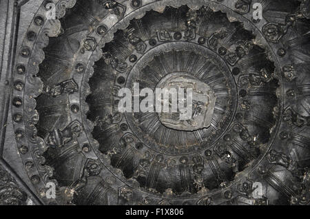 Figuren an der Decke, Ramappa Tempel, Warangal, Telangana, Indien Stockfoto