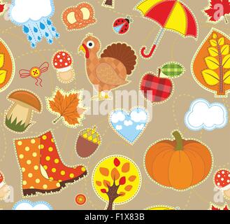 Nahtlose hellen Hintergrund mit Symbolen des Herbstes Stock Vektor