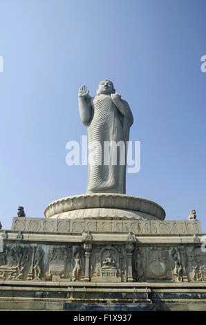 Statue von Buddha, Hussain Sagar Lake, Hyderabad, Telangana, Indien Stockfoto