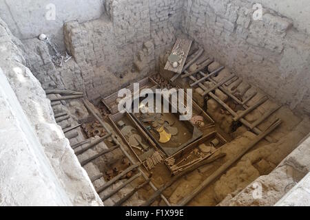 Huaca Rajada, die Königsgräber des Herrn von Sipan. Chiclayo, Peru. Stockfoto