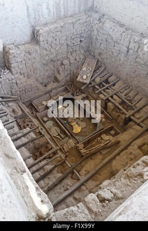 Huaca Rajada, die Königsgräber des Herrn von Sipan. Chiclayo, Peru. Stockfoto