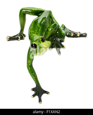 Frosch Skulptur auf dem weißen Hintergrund isoliert. Stockfoto