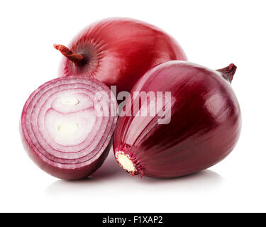 roten Zwiebeln auf dem weißen Hintergrund. Stockfoto