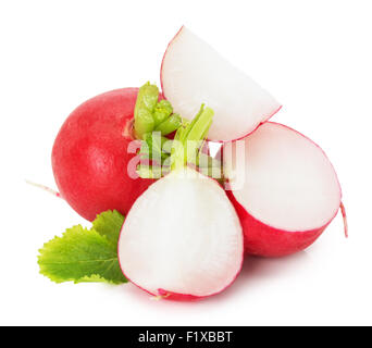 frische Radieschen auf dem weißen Hintergrund isoliert. Stockfoto