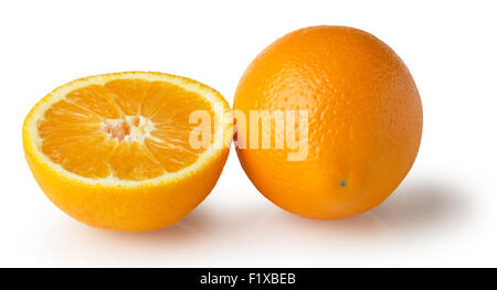 reifer Orangen auf weißem Hintergrund Stockfoto