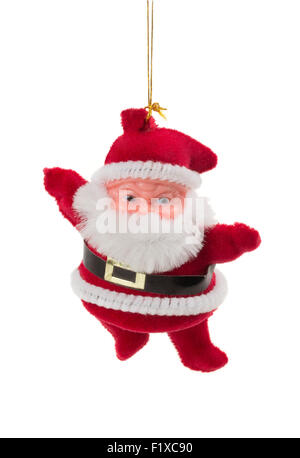 Santa Claus Spielzeug auf weißem Hintergrund. Stockfoto