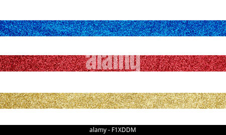 Gold, rot und blau Band auf weißem Hintergrund Stockfoto