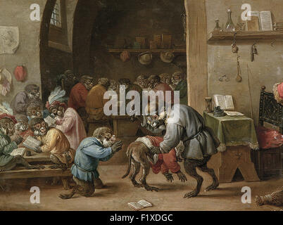 David Teniers der jüngere - Affen in der Schule Stockfoto