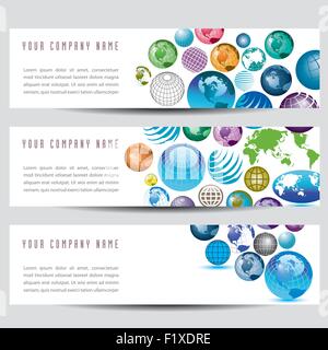 Eine Reihe von Bannern, Globus Stock Vektor