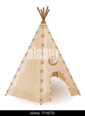 Wigwam Indianer-Vektor-Illustration isoliert auf weißem Hintergrund Stock Vektor