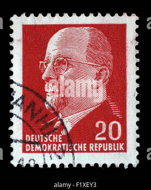 Gedruckt in DDR Stempel zeigt Walter Ulbricht, ca. 1961 Stockfoto