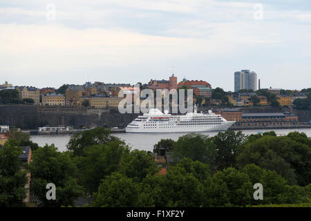 Silversea Cloud Kreuzfahrtschiff angedockt in Stockholm, Schweden Stockfoto