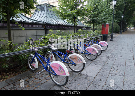 Fahrräder auf den Straßen von Oslo, Norwegen, Nordeuropa Stockfoto