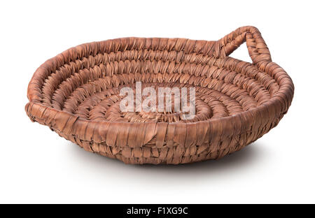 Wicker Platte isoliert auf weißem Hintergrund Stockfoto