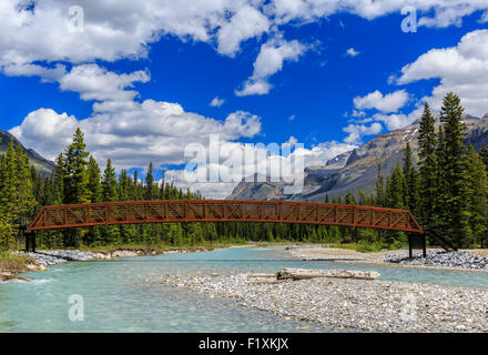 Brücke über den Kootenay-River, Kootenay National Park, Britisch-Kolumbien, Kanada. Stockfoto