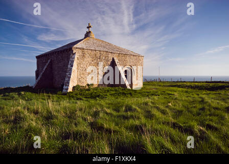 Blick auf St. Aldhelm Kapelle am St. Aldhelm Kopf, Isle of Purbeck nahe Wert Matravers auf Dorset Jurassic Coast, England, UK Stockfoto