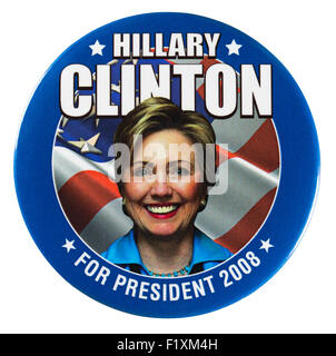 Eine 2008 Hillary Rodham Clinton USA Präsidentenkampagne primäre Taste pin Stockfoto