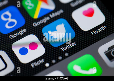 Twitter-app-Icon auf dem iPhone Bildschirm - USA Stockfoto