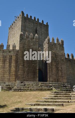 Die Burg von Guimaraes, in der nördlichen Region von Portugal. Stockfoto