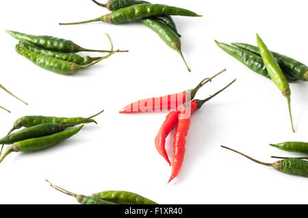 Rot und grün hot Chili peppers Stockfoto