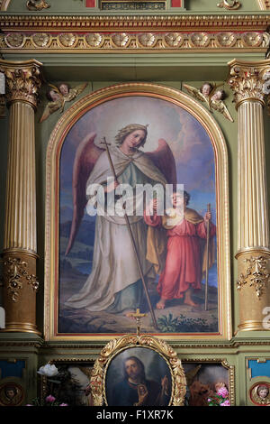 Schutzengel, Altarbild in der Basilika des Heiligen Herzens Jesu in Zagreb, Kroatien am 28. Mai 2015 Stockfoto