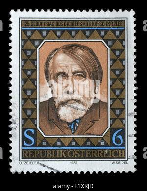 Briefmarke gedruckt in Österreich ausgestellt zum 125. Jahrestag der Geburt von Arthur Schnitzler, ca. 1987. Stockfoto