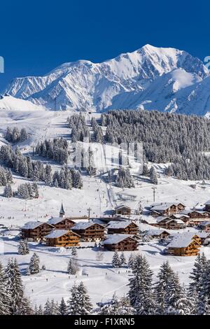 Frankreich, Savoyen, Les Saisies, massiv des Beaufortin, Blick auf den Mont Blanc (4810m) Stockfoto