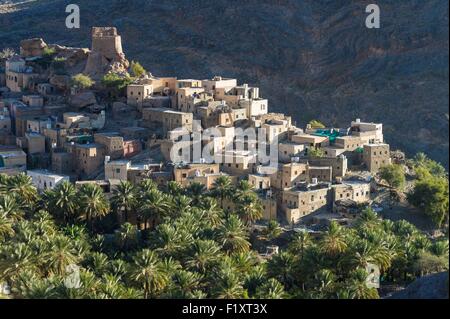 Sultanat von Oman, Gouvernorate Al-Batinah, Wadi Bani Awf in Al-Hajar-Gebirge-Bereich, Bilad Sayt Dorf Stockfoto