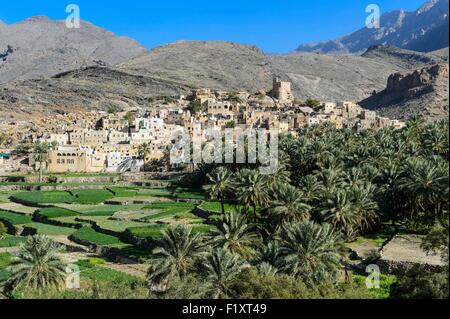 Sultanat von Oman, Gouvernorate Al-Batinah, Wadi Bani Awf in Al-Hajar-Gebirge-Bereich, Bilad Sayt Dorf Stockfoto