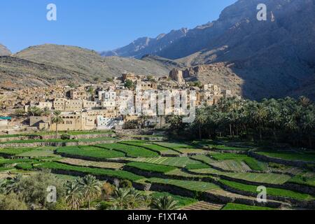 Sultanat von Oman, Gouvernorate Al-Batinah, Wadi Bani Awf in Al-Hajar-Gebirge-Bereich, Bilad Sayt Dorf Stockfoto