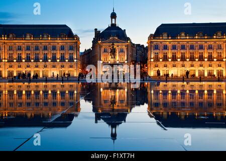 Frankreich, Gironde, Bordeaux, Bereich als Weltkulturerbe von der UNESCO, Place De La Bourse und port De La Lune Stockfoto