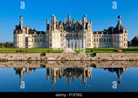 Frankreich, Loir et Cher, Loire-Tal, Chambord, Chateau de Chambord Weltkulturerbe der UNESCO, erbaut im 16. Jahrhundert im Renaissance-Stil Stockfoto