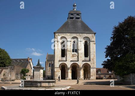 Frankreich, Loiret, Saint Benoit Sur Loire, Abtei Fleury und seine Turm-Veranda Stockfoto