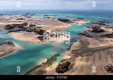 Frankreich, Manche, Chausey Inseln, die Springflut des 21. März 2015 (Luftbild) Stockfoto