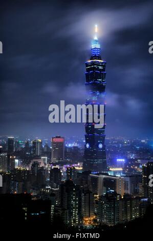 Taiwan, Taipeh, Xinyi District, Taipei 101, 2. höchste Wolkenkratzer mit einer Höhe von 508 Metern Stockfoto