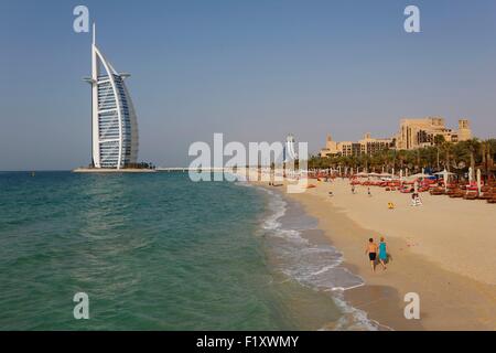 Vereinigte Arabische Emirate, Dubai, Burj Al Arab Hotel Al Qasr Hotel Strand Stockfoto