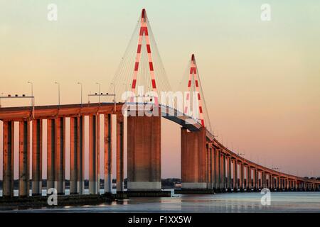 Frankreich, Loire-Atlantique, Saint-Nazaire, von Saint-Nazaire-Brücke zwischen Saint-Nazaire und Saint Brevin Les Pins Stockfoto