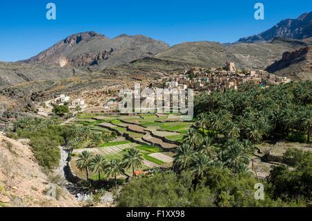 Oman, Bilad Sayt, Dorf und Terrassen Stockfoto