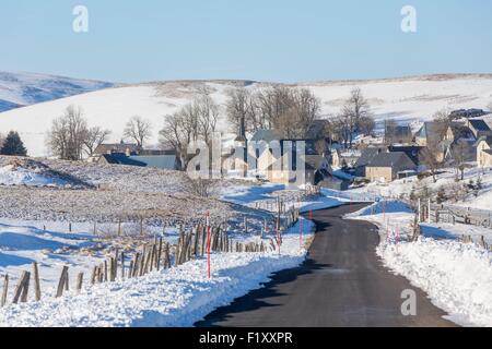 Frankreich, Puy de Dome, La Godivelle Dorf, Hochebene der Cezallier Landschaft, Parc Naturel regional des Vulkane d ' Auvergne (regionaler Naturpark der Vulkane der Auvergne) Stockfoto