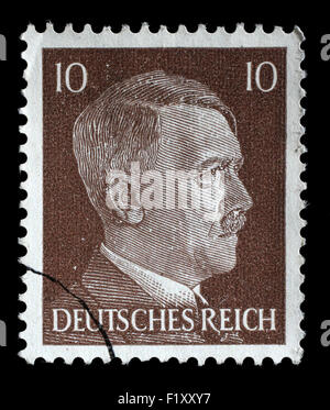 Deutsche REICH - ca. 1942: Eine Briefmarke gedruckt in Deutschland zeigt das Bild von Adolf Hitler, Serie 1942 Stockfoto