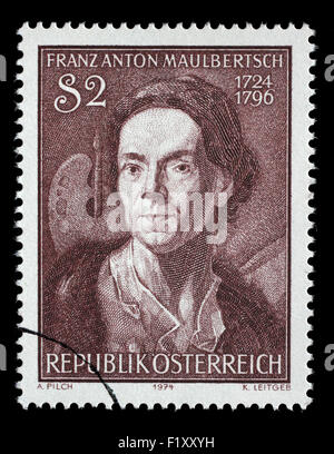 Österreich - CIRCA 1974: Briefmarke gedruckt von Österreich, zeigt Franz Anton Maulbertsch, österreichischer Maler und Kupferstecher, ca. 1974 Stockfoto