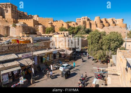 Indien, Bundesstaat Rajasthan, Wallburg von Rajasthan Weltkulturerbe von UNESCO, Jaisalmer, das Fort Stockfoto