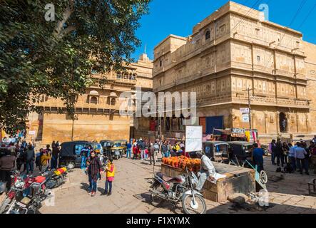 Indien, Bundesstaat Rajasthan, Wallburg von Rajasthan Weltkulturerbe von UNESCO, Jaisalmer, das Fort Stockfoto