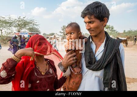 Indien, Rajasthan Zustand, Nagaur, Nagaur Viehmarkt ist die größte Messe ihrer Art im Land Stockfoto